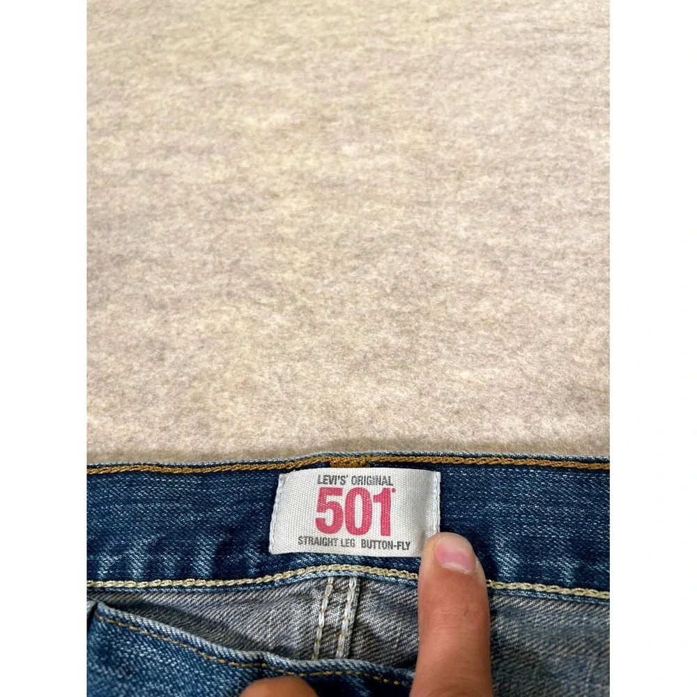 Levis 501 Original Fit Jeans Men 36x32 Blue Denim Cotton Straight Leg Button Fly